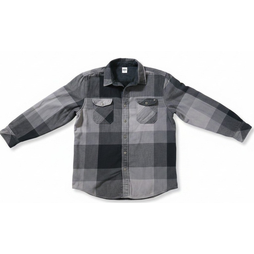 Volcom Workwear Mens Shacket XL Gray Black Plaid Snap Front Flannel Shirt Jacket